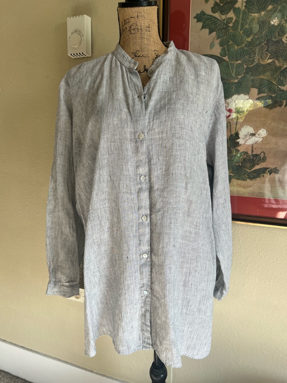 Eileen Fisher Crinkled Organic Linen Long Top